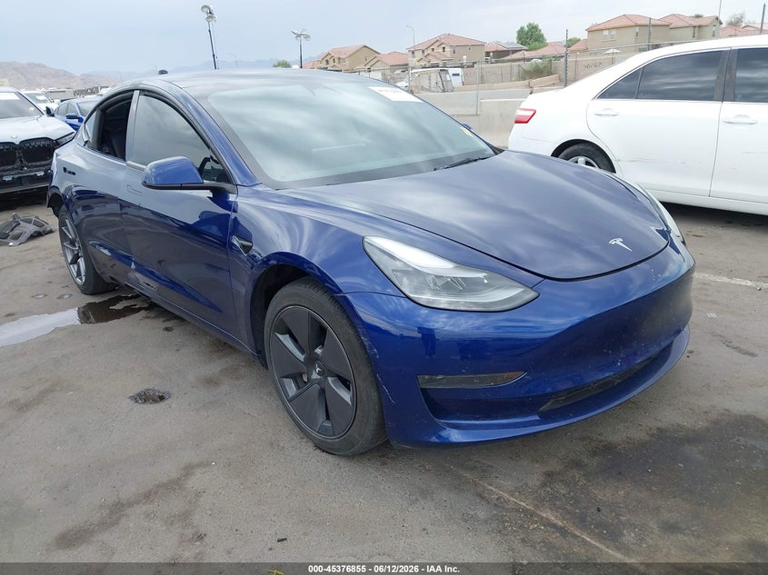 2023 Tesla Model 3 VIN 5YJ3E1EA3PF585576 IAAI salvage auction — RIGHT REAR, Salvage Title, sold $8,000 on 2026-08-03 (photo 1)