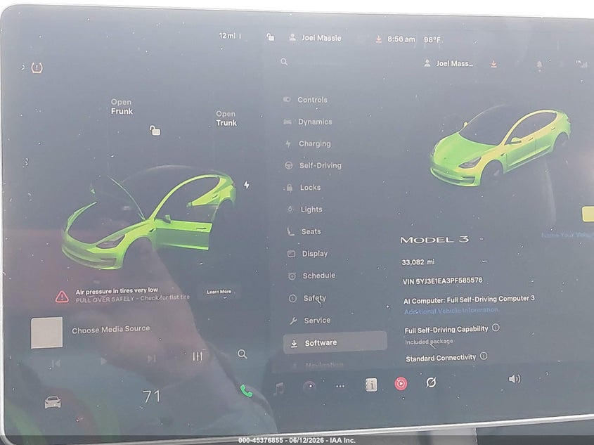 2023 Tesla Model 3 VIN 5YJ3E1EA3PF585576 IAAI salvage auction — RIGHT REAR, Salvage Title, sold $8,000 on 2026-08-03 (photo 7)