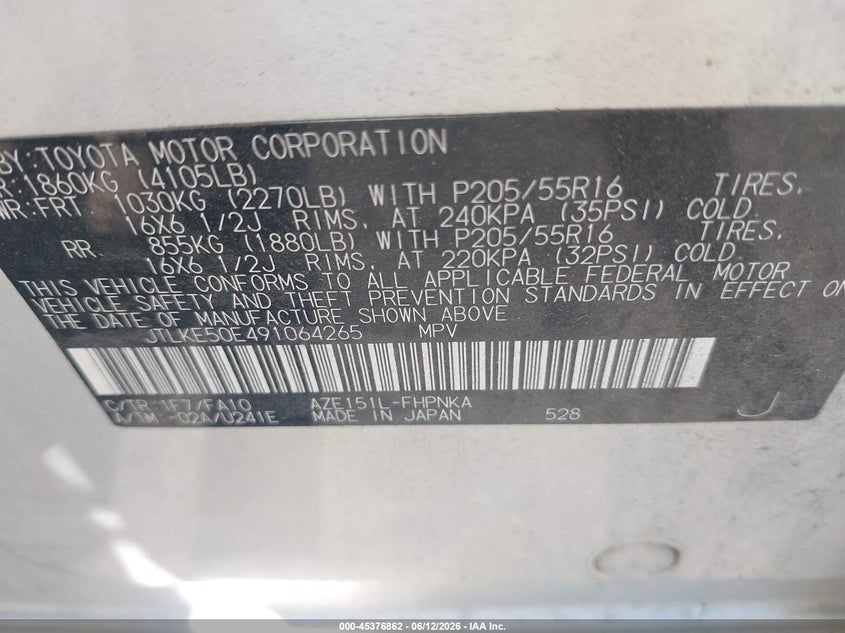 2009 Scion Xb VIN JTLKE50E491064265 IAAI salvage auction — NORMAL WEAR, Clear (Indiana), sold $450 on 2026-07-17 (photo 9)