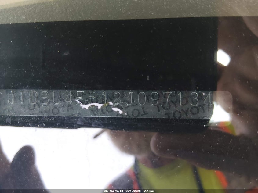 2011 Toyota Corolla VIN JTDBU4EE1BJ097134 IAAI salvage auction — RIGHT FRONT, Salvage (Delaware), sold $2,350 on 2026-07-06 (photo 9)