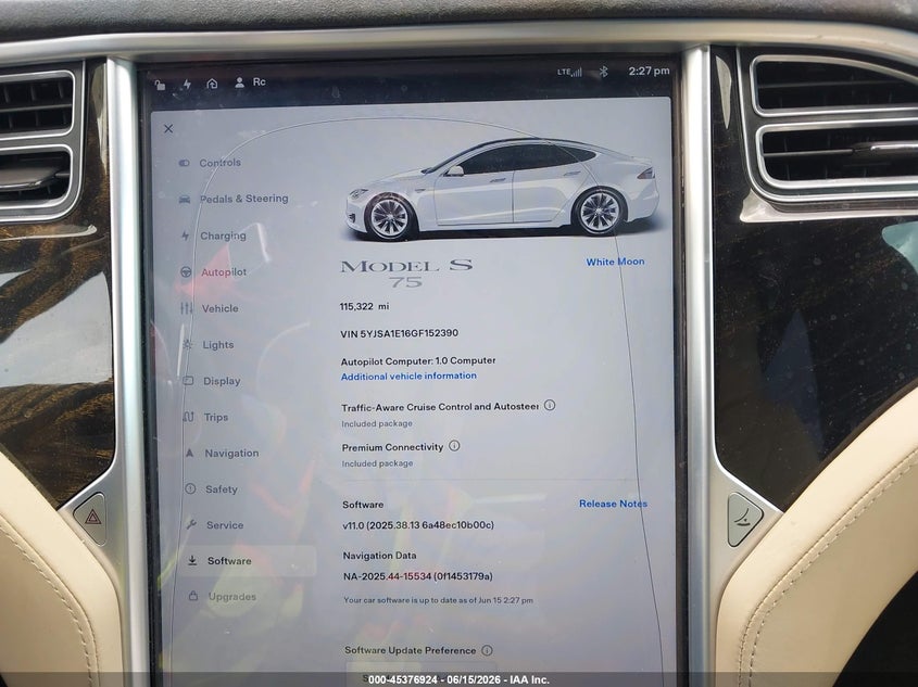 2016 Tesla Model s VIN 5YJSA1E16GF152390 IAAI salvage auction — NORMAL WEAR, Clear (Texas), sold $7,000 on 2026-07-09 (photo 7)