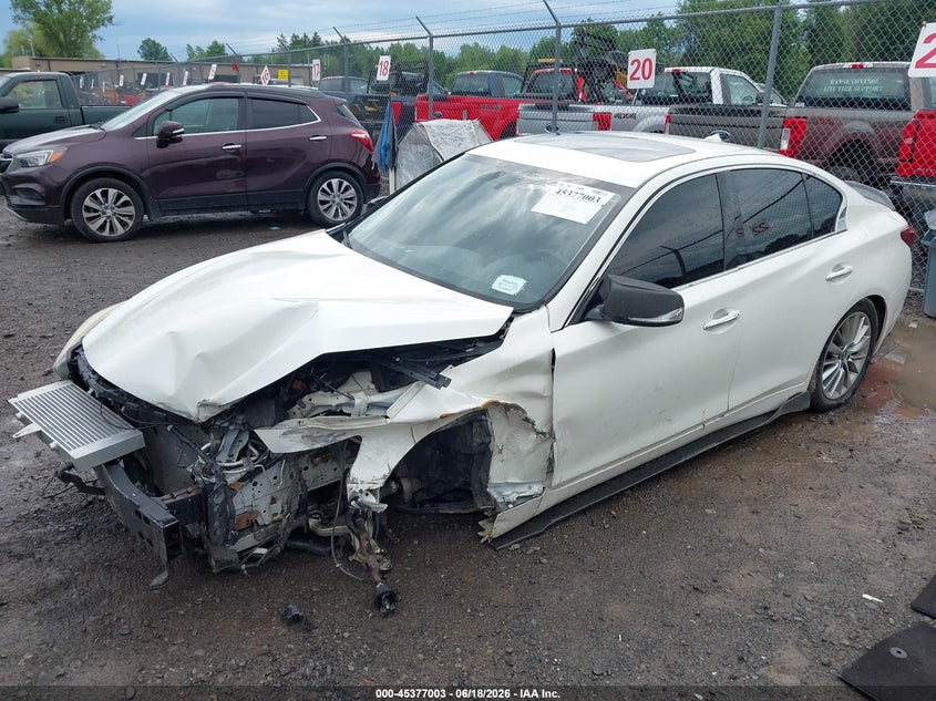 2018 Infiniti Q50 VIN JN1EV7AR2JM445074 IAAI salvage auction — FRONT END, Salvage Title, sold $1,425 on 2026-07-16 (photo 2)