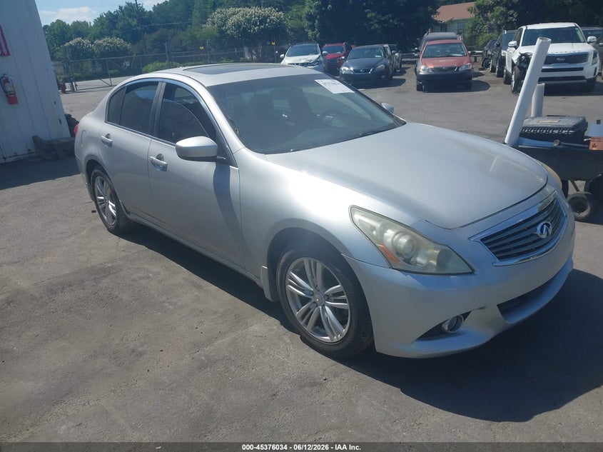 2013 Infiniti G VIN JN1CV6AR8DM350119 IAAI salvage auction — NORMAL WEAR, Clear (North Carolina), sold $1,200 on 2026-07-16 (photo 1)