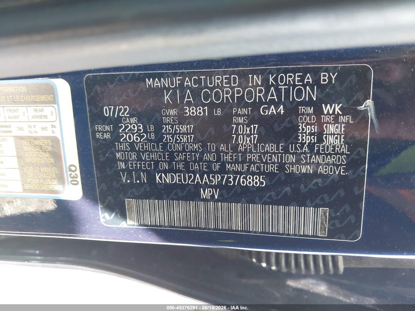2023 Kia Seltos VIN KNDEU2AA5P7376885 IAAI salvage auction — FRONT END, Salvage (Ohio), sold $4,450 on 2026-07-22 (photo 9)