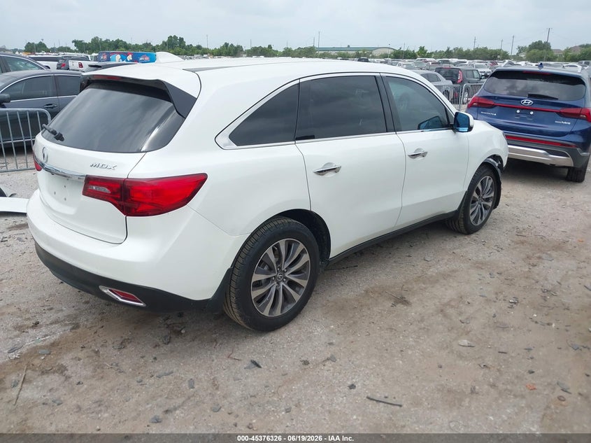 2015 Acura Mdx VIN 5FRYD3H41FB013221 IAAI salvage auction — FRONT & REAR, Original (Texas), sold $2,650 on 2026-07-25 (photo 4)