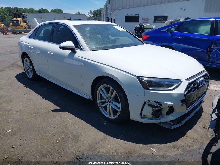 2020 Audi A4 VIN WAUDNAF4XLN006573 IAAI salvage auction — RIGHT FRONT, Salvage (North Carolina), sold $8,150 on 2026-07-16 (photo 1)