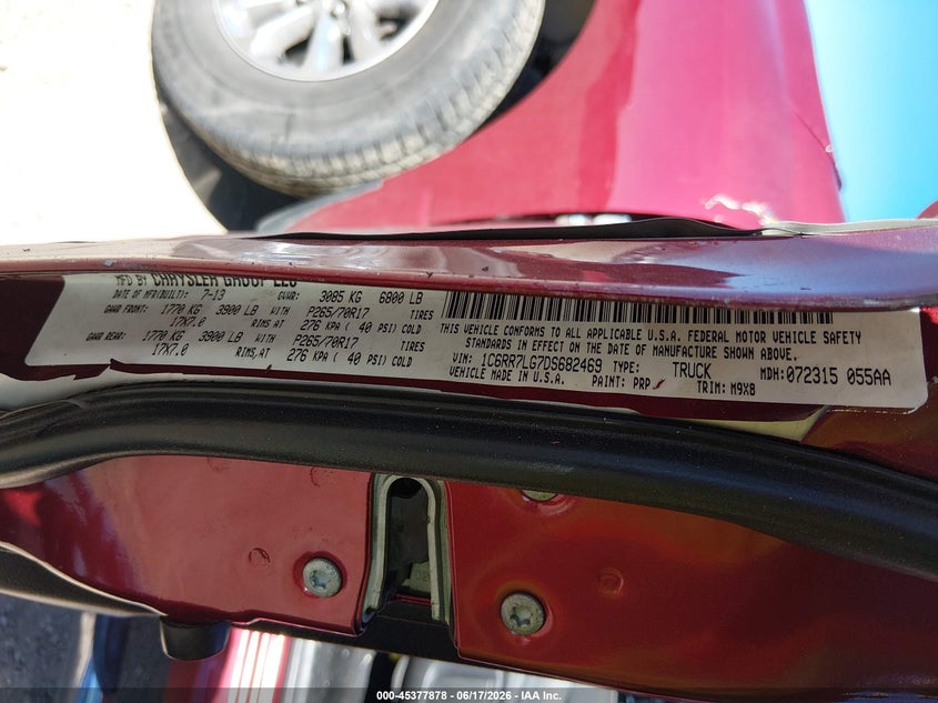 2013 Ram 1500 VIN 1C6RR7LG7DS682469 IAAI salvage auction — LEFT SIDE, Salvage (Colorado), sold $2,800 on 2026-07-31 (photo 9)