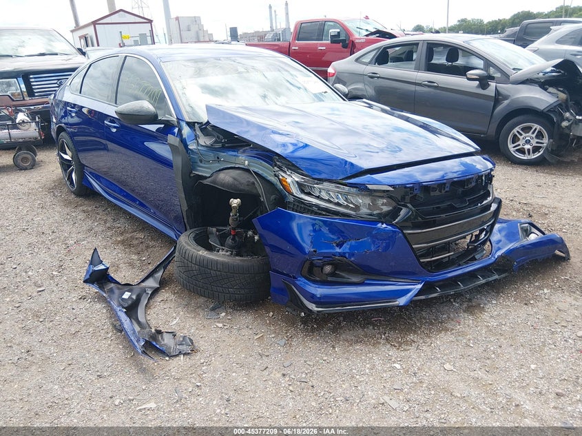 2021 Honda Accord VIN 1HGCV1F38MA124587 IAAI salvage auction — FRONT END, Salvage (Indiana), sold $3,750 on 2026-07-25 (photo 1)