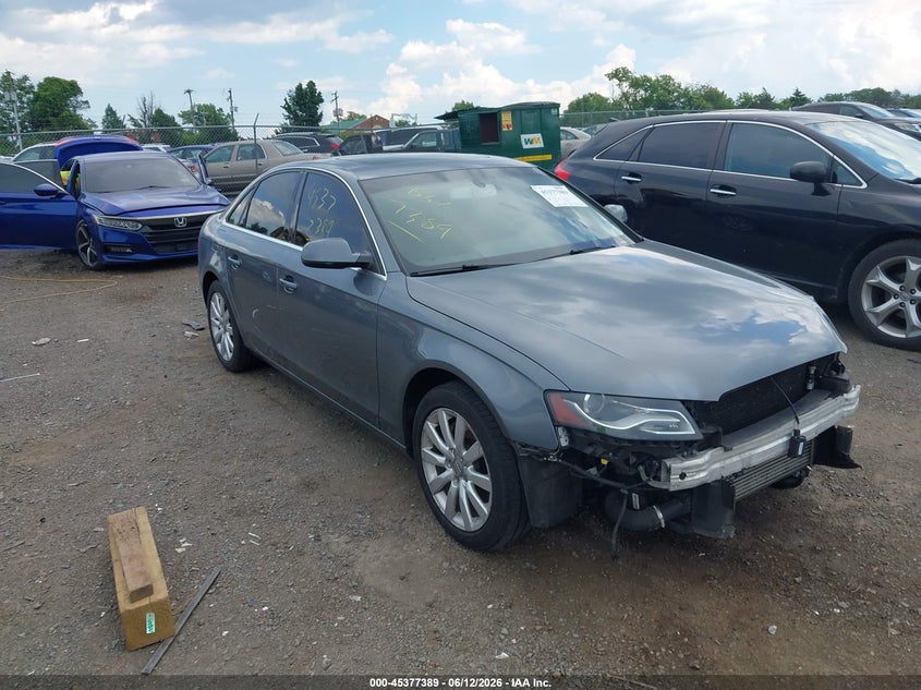 2012 Audi A4 VIN WAUBFAFL1CN015593 IAAI salvage auction — FRONT END, Salvage (Virginia), sold $225 on 2026-09-16 (photo 1)