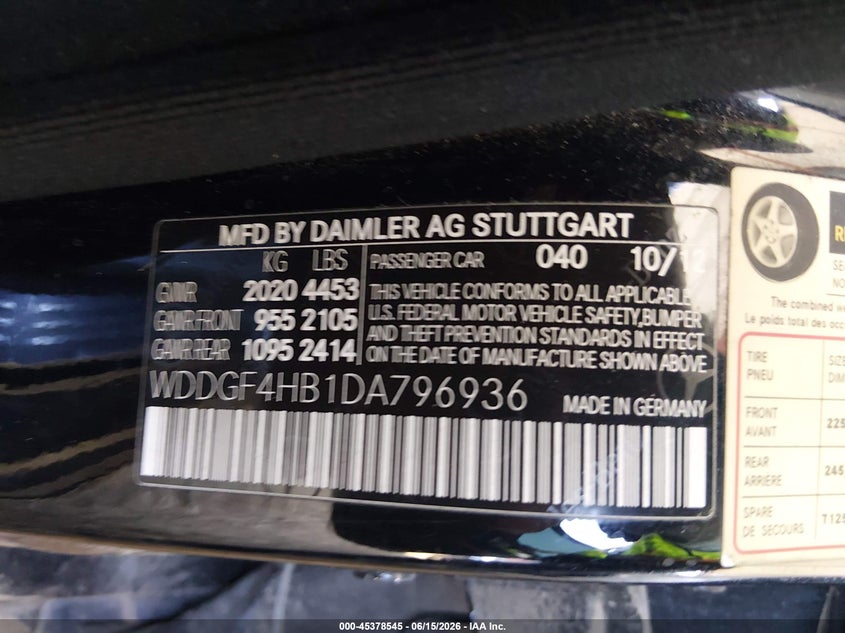 2013 Mercedes-benz C-klasse VIN WDDGF4HB1DA796936 IAAI salvage auction — FRONT END, Salvage (Arizona), sold $400 on 2026-07-21 (photo 9)
