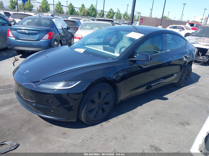 2025 Tesla Model 3 VIN 5YJ3E1EA7SF965707 IAAI salvage auction — LEFT REAR, Salvage Certificate (California), sold $14,150 on 2026-07-31 (photo 2)