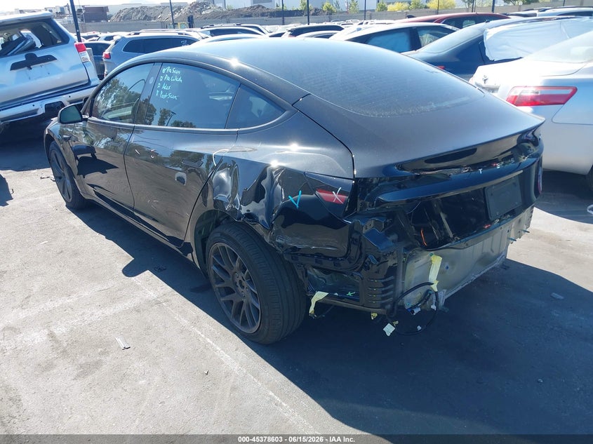 2025 Tesla Model 3 VIN 5YJ3E1EA7SF965707 IAAI salvage auction — LEFT REAR, Salvage Certificate (California), sold $14,150 on 2026-07-31 (photo 3)