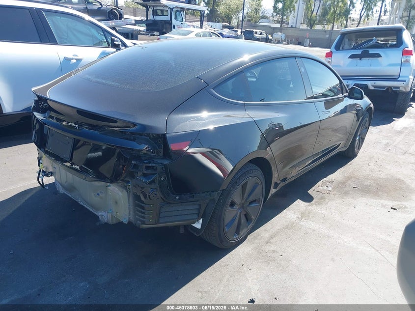 2025 Tesla Model 3 VIN 5YJ3E1EA7SF965707 IAAI salvage auction — LEFT REAR, Salvage Certificate (California), sold $14,150 on 2026-07-31 (photo 4)