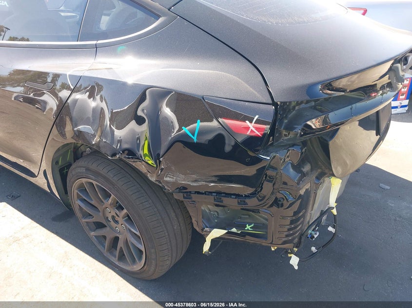 2025 Tesla Model 3 VIN 5YJ3E1EA7SF965707 IAAI salvage auction — LEFT REAR, Salvage Certificate (California), sold $14,150 on 2026-07-31 (photo 6)