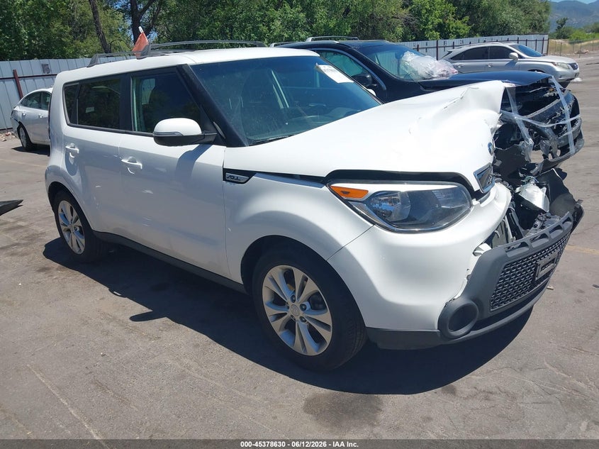 2014 Kia Soul VIN KNDJP3A53E7037635 IAAI salvage auction — FRONT END, Salvage (Utah), sold $25 on 2026-07-16 (photo 1)