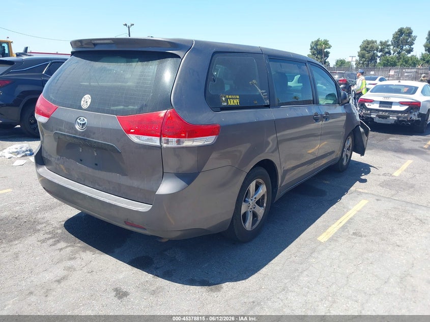 2013 Toyota Sienna VIN 5TDZK3DC6DS358052 IAAI salvage auction — FRONT END, Salvage (California), sold $1,150 on 2026-07-13 (photo 4)