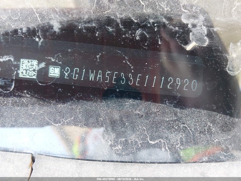 2014 Chevrolet Impala limited VIN 2G1WA5E33E1112920 IAAI salvage auction — FRONT END, Clear (Arizona), sold $375 on 2026-07-07 (photo 9)