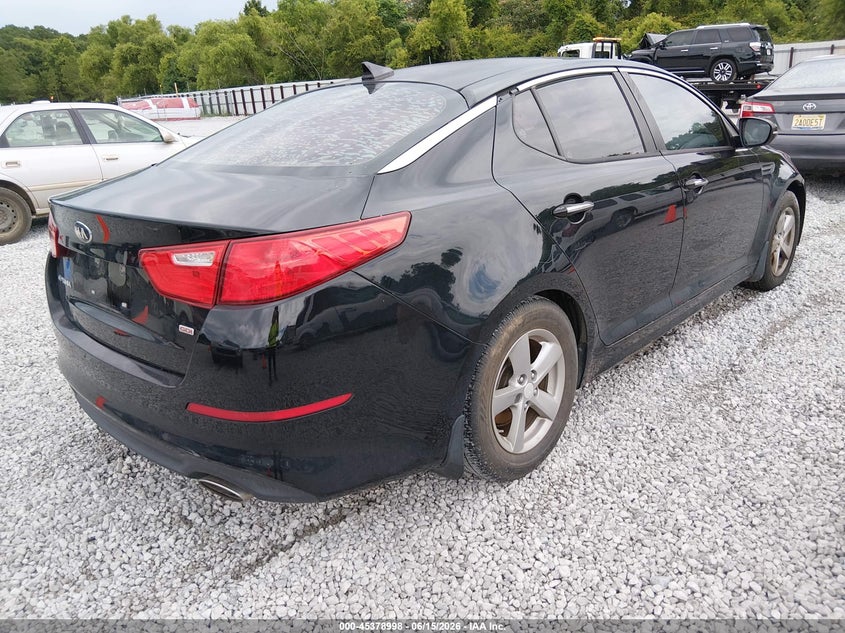 2014 Kia Optima VIN 5XXGM4A71EG306376 IAAI salvage auction — LEFT REAR, Clear (Alabama), sold $150 on 2026-07-09 (photo 4)
