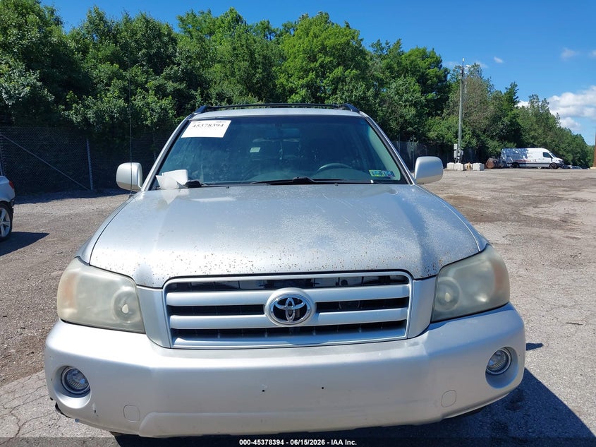 2006 Toyota Highlander VIN JTEGD21AX60146965 IAAI salvage auction — NORMAL WEAR, Clear (Pennsylvania), sold $1,125 on 2026-07-17 (photo 6)