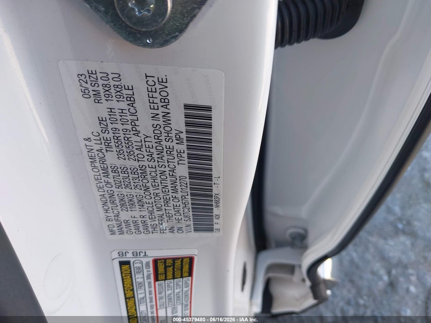 2023 Acura Rdx VIN 5J8TC2H57PL012270 IAAI salvage auction — REAR END, Salvage (Pennsylvania), sold $15,900 on 2026-07-24 (photo 9)