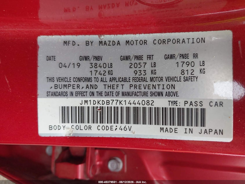 2019 Mazda Cx-3 VIN JM1DKDB77K1444082 IAAI salvage auction — RIGHT FRONT, Salvage (Tennessee), sold $3,400 on 2026-07-09 (photo 9)