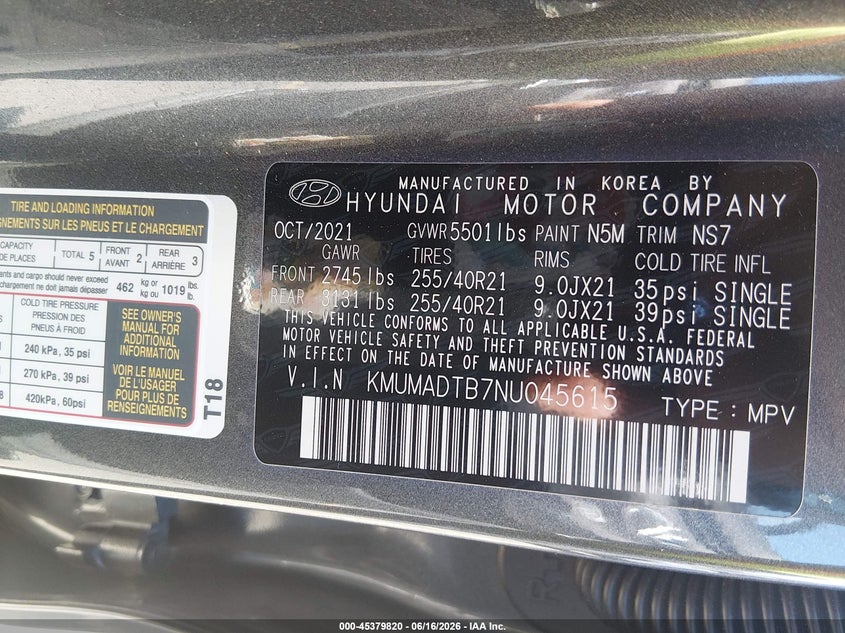 2022 Genesis Gv70 VIN KMUMADTB7NU045615 IAAI salvage auction — FRONT END, Salvage (Connecticut), sold $6,300 on 2026-07-23 (photo 9)