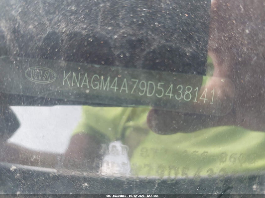 2013 Kia Optima VIN KNAGM4A79D5438141 IAAI salvage auction — NORMAL WEAR, Clear (Georgia), sold $300 on 2026-07-29 (photo 9)