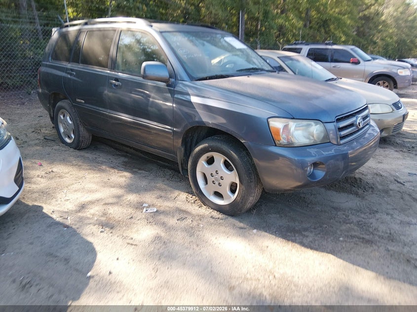 2007 Toyota Highlander VIN JTEEP21A270205264 IAAI salvage auction — NORMAL WEAR, Repossession Paperwork (South Carolina), sold $775 on 2026-07-14 (photo 1)