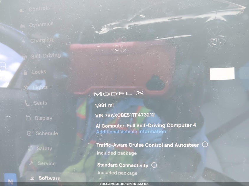 2026 Tesla Model x VIN 7SAXCBE51TF473212 IAAI salvage auction — VANDALISM, Salvage Title, sold $38,250 on 2026-07-23 (photo 7)