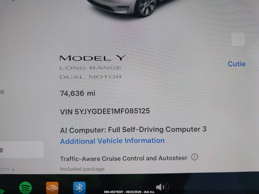 2021 Tesla Model y VIN 5YJYGDEE1MF085125 IAAI salvage auction — LEFT SIDE, Salvage (New Jersey), sold $1,350 on 2026-07-23 (photo 7)