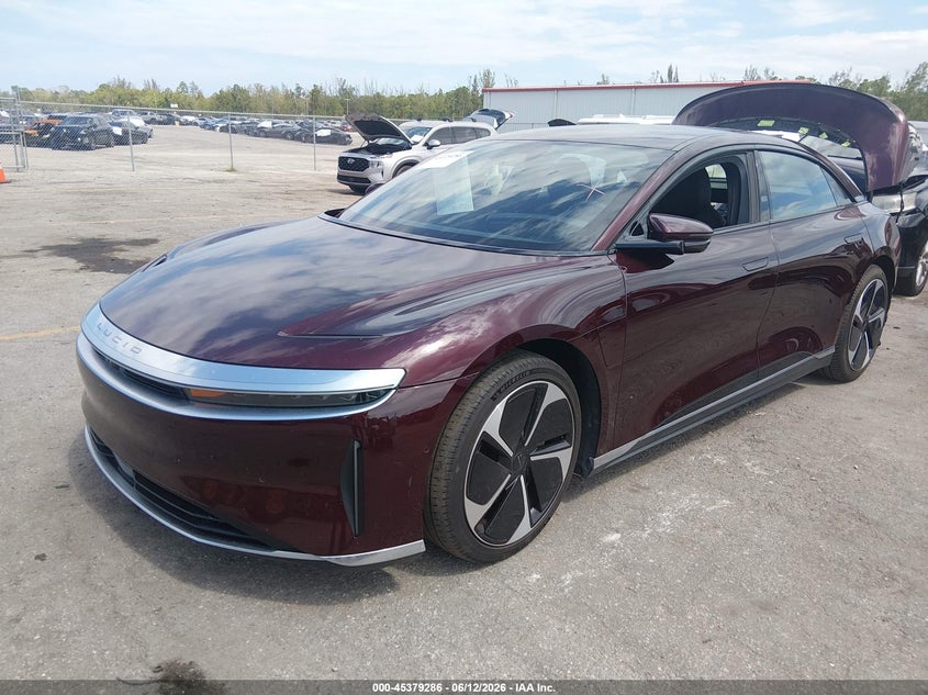 2023 Lucid Air VIN 50EA1PFA5PA007083 IAAI salvage auction — REAR END, Salvage Title, sold $17,600 on 2026-08-06 (photo 2)