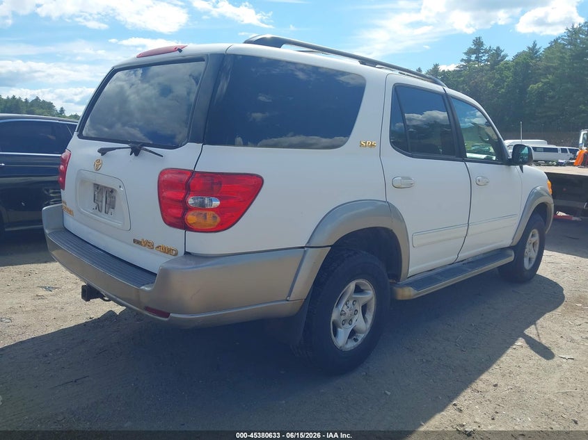 2001 Toyota Sequoia VIN 5TDBT44A91S047200 IAAI salvage auction — NORMAL WEAR, Clear (Massachusetts), sold $675 on 2026-07-10 (photo 4)