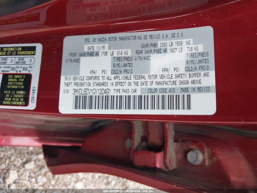 2016 Scion Ia VIN 3MYDLBZV1GY120491 IAAI salvage auction — LEFT SIDE, Clear (South Carolina), sold $2,400 on 2026-07-29 (photo 9)