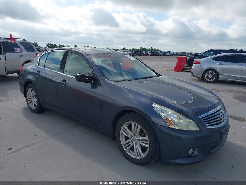 2012 Infiniti G VIN JN1CV6AP5CM930683 IAAI salvage auction — HAIL, Original (Texas), sold $575 on 2026-07-22 (photo 1)