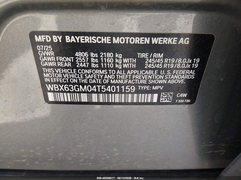 2026 BMW X2 VIN WBX63GM04T5401159 IAAI salvage auction — LEFT SIDE, Salvage Title, sold $30,150 on 2026-07-20 (photo 9)