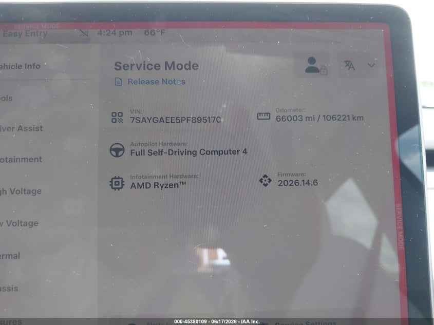 2023 Tesla Model y VIN 7SAYGAEE5PF895170 IAAI salvage auction — REAR END, Salvage Title, sold $8,600 on 2026-08-02 (photo 7)
