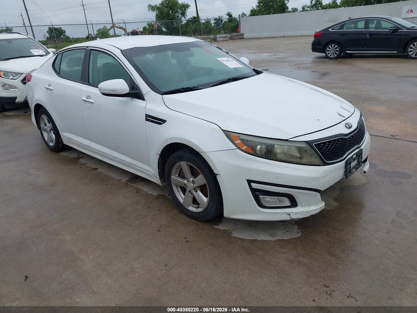 2015 Kia Optima VIN 5XXGM4A77FG505613 IAAI salvage auction — FRONT END, Original (Texas), sold $225 on 2026-07-10 (photo 1)