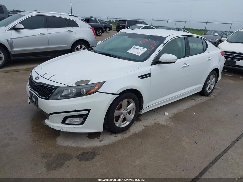 2015 Kia Optima VIN 5XXGM4A77FG505613 IAAI salvage auction — FRONT END, Original (Texas), sold $225 on 2026-07-10 (photo 2)