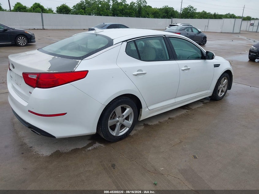 2015 Kia Optima VIN 5XXGM4A77FG505613 IAAI salvage auction — FRONT END, Original (Texas), sold $225 on 2026-07-10 (photo 4)