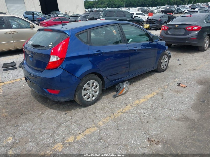 2017 Hyundai Accent VIN KMHCT5AE9HU335298 IAAI salvage auction — FRONT END, Salvage (Georgia), sold $600 on 2026-07-15 (photo 4)