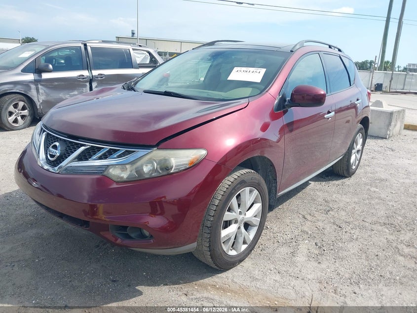 2012 Nissan Murano VIN JN8AZ1MW9CW235257 IAAI salvage auction — FRONT END, Rebuildable (Florida), sold $525 on 2026-07-14 (photo 2)