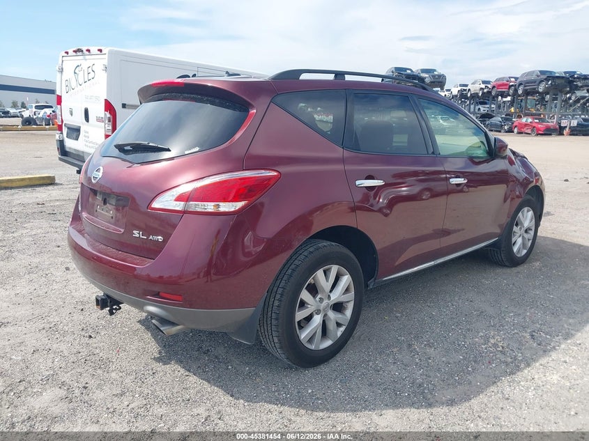2012 Nissan Murano VIN JN8AZ1MW9CW235257 IAAI salvage auction — FRONT END, Rebuildable (Florida), sold $525 on 2026-07-14 (photo 4)