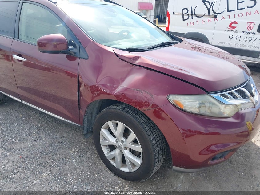 2012 Nissan Murano VIN JN8AZ1MW9CW235257 IAAI salvage auction — FRONT END, Rebuildable (Florida), sold $525 on 2026-07-14 (photo 6)