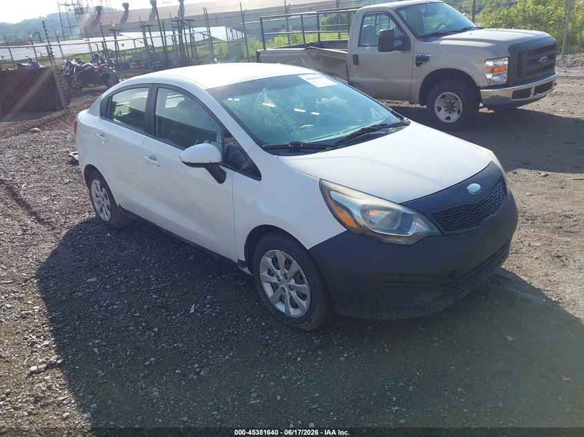 2013 Kia Rio VIN KNADM4A39D6268907 IAAI salvage auction — NORMAL WEAR, Clear (Pennsylvania), sold $600 on 2026-07-07 (photo 1)