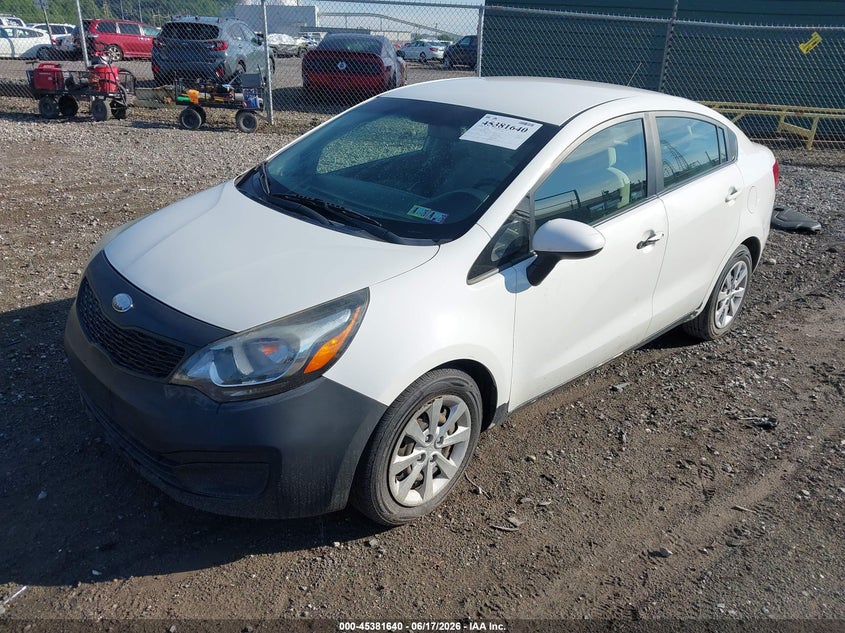 2013 Kia Rio VIN KNADM4A39D6268907 IAAI salvage auction — NORMAL WEAR, Clear (Pennsylvania), sold $600 on 2026-07-07 (photo 2)