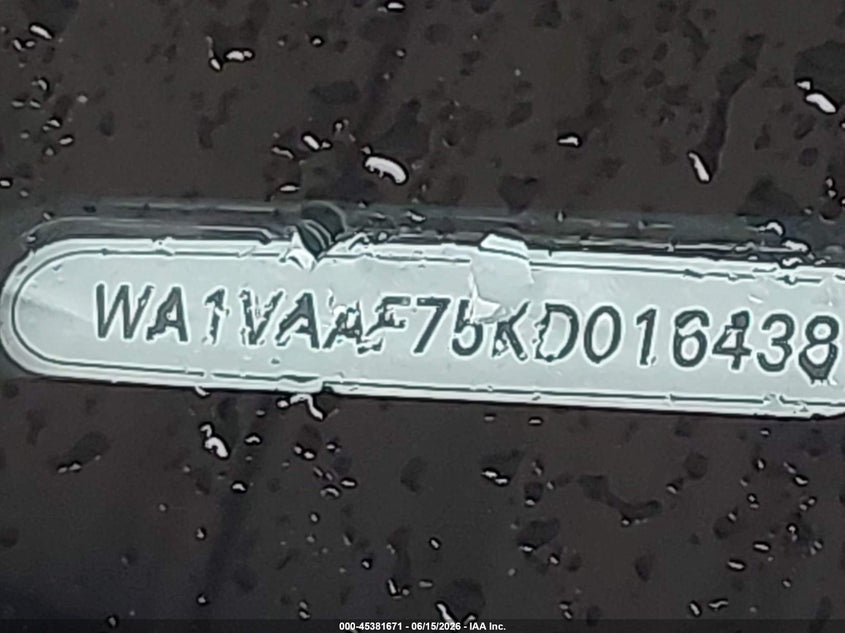 2019 Audi Q7 VIN WA1VAAF75KD016438 IAAI salvage auction — REAR END, Original (Texas), sold $8,800 on 2026-07-24 (photo 9)