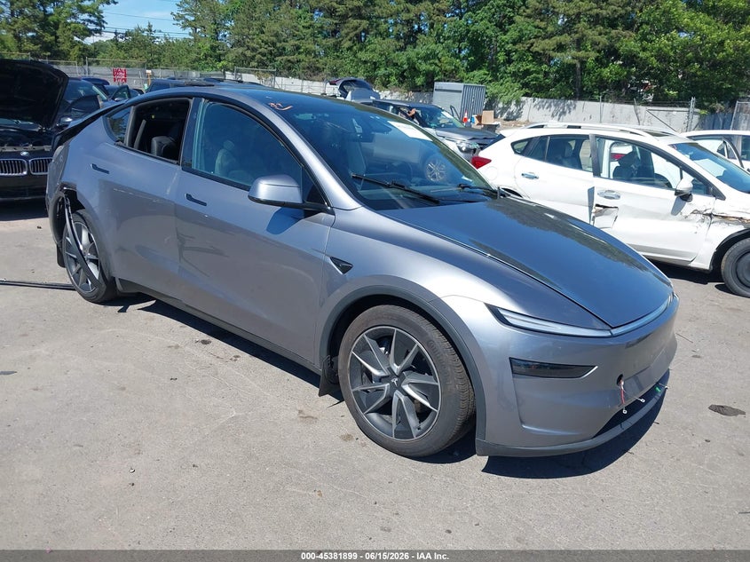 2026 Tesla Model y VIN 7SAYGDEE2TF321895 IAAI salvage auction — FRONT & REAR, Salvage Title, sold $14,600 on 2026-07-13 (photo 1)