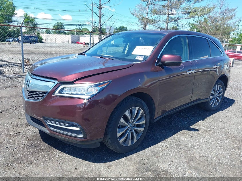 2014 Acura Mdx VIN 5FRYD4H44EB043964 IAAI salvage auction — FRONT END, Salvage (New Jersey), sold $3,050 on 2026-07-30 (photo 2)