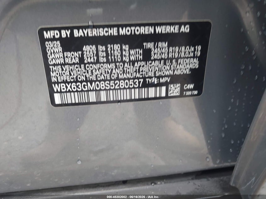 2025 BMW X2 VIN WBX63GM08S5280537 IAAI salvage auction — FRONT END, Salvage (Texas), sold $1,050 on 2026-07-29 (photo 9)
