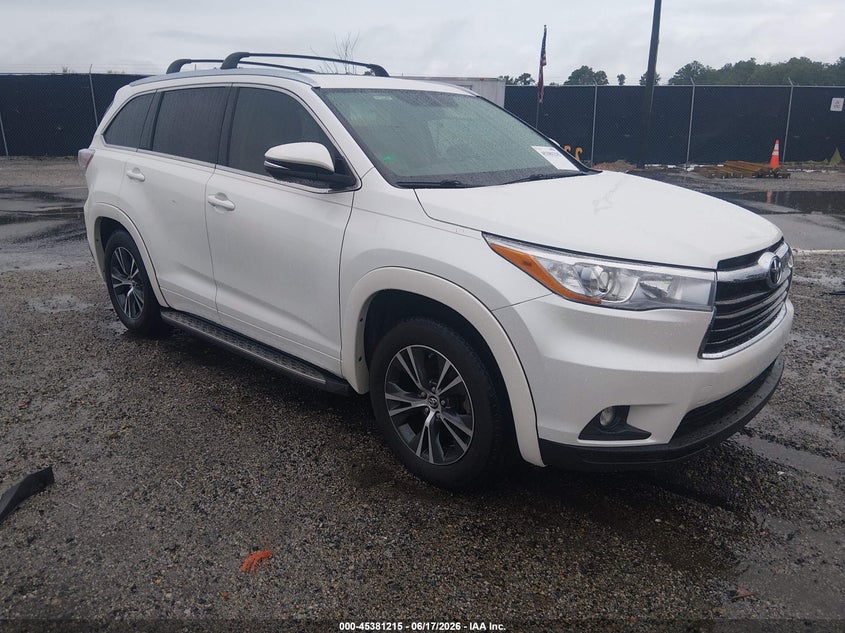 2016 Toyota Highlander VIN 5TDKKRFH5GS129153 IAAI salvage auction — LEFT SIDE, Clear (South Carolina), sold $6,100 on 2026-07-08 (photo 1)